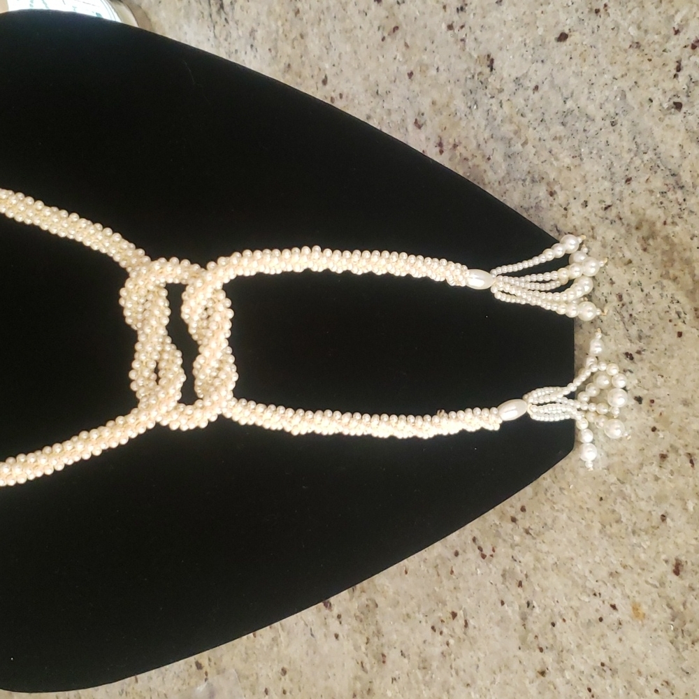 vintage faux pearl rope necklace tassel Roaring 20's retro theme VPR**